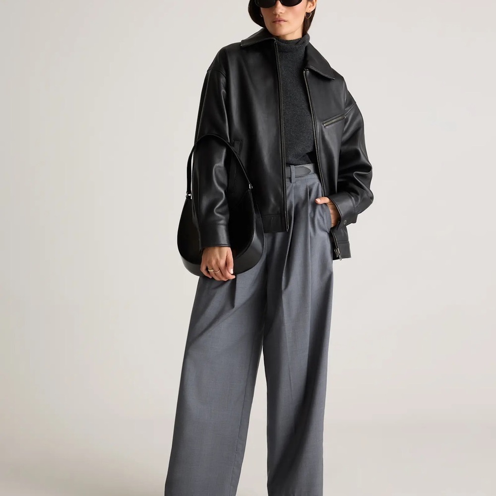 Quince Leather Oversized Bomber Jacket